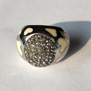 Women’s Large Heart Ring with C.Z. Purple Pave with umbra chrome dog ring holder